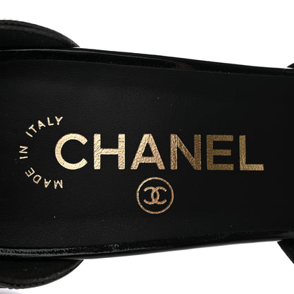 Chanel Patent Cap Toe Chain Ankle Strap Pumps 41.5 Black 7 of 11
