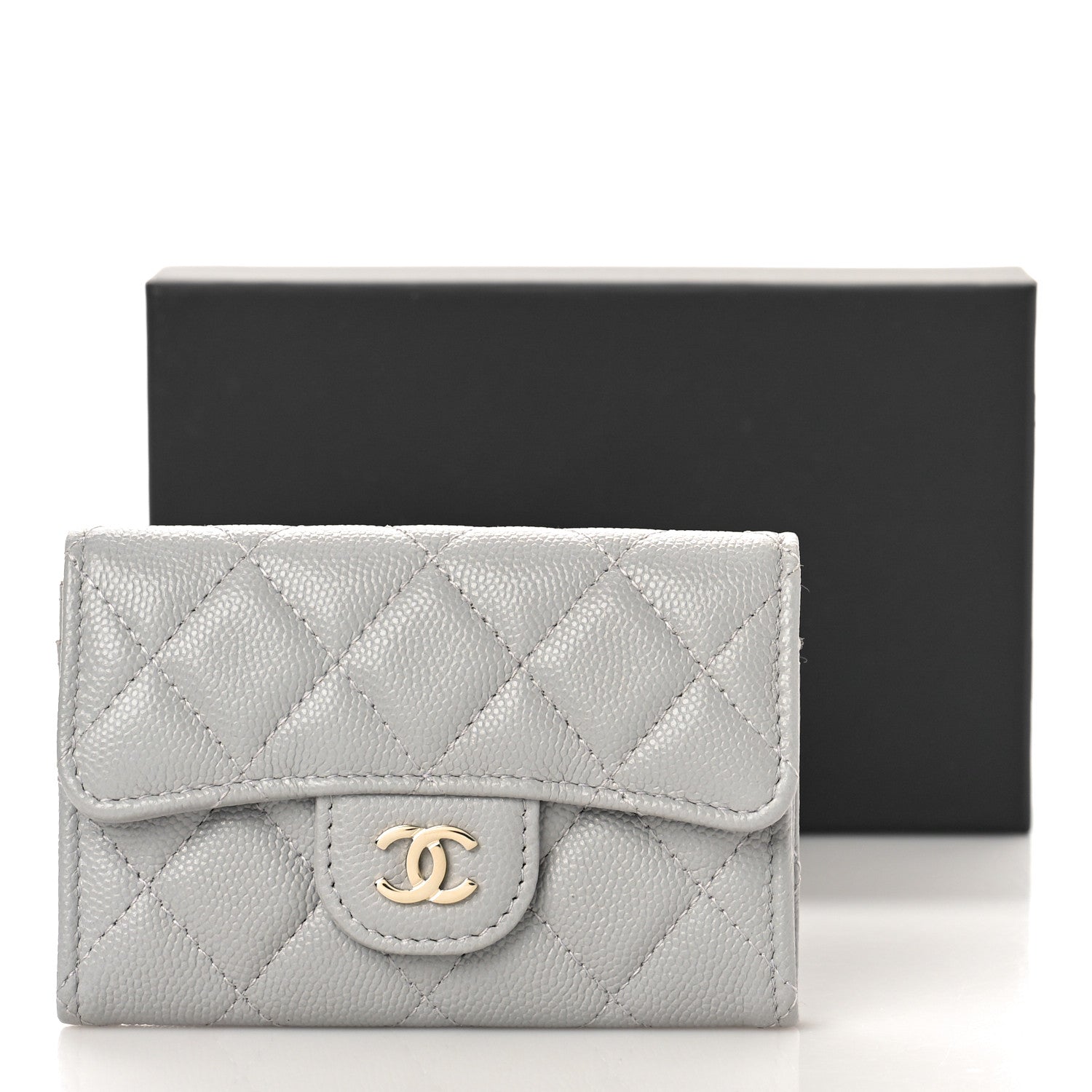 Chanel Caviar Quilted Flap Card Holder Wallet Grey 10 of 10