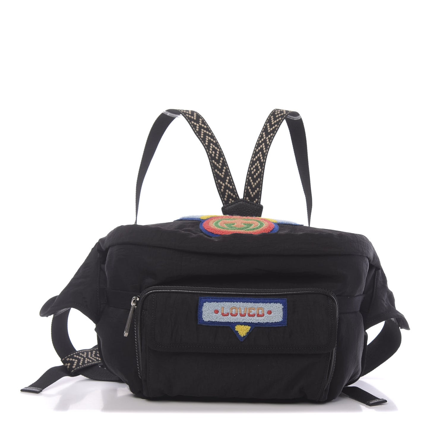 Nylon 80s Logo Patch Belt Bag Black