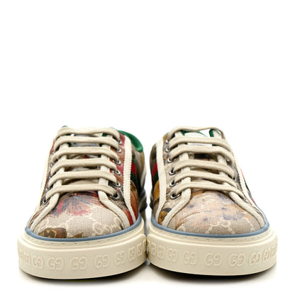 Gucci GG Supreme Monogram Water Flora Web Womens 1977 Tennis Sneakers 35.5 Beige White Multicolor Mystic White 3 of 9