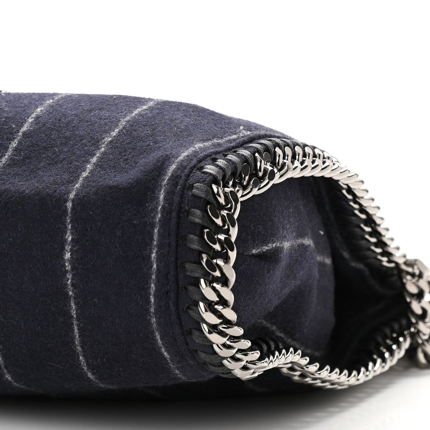 Wool Stripe Falabella Fold Over Tote Navy
