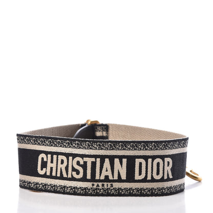 Christian Dior Canvas Embroidered Shoulder Strap Blue 2 of 3
