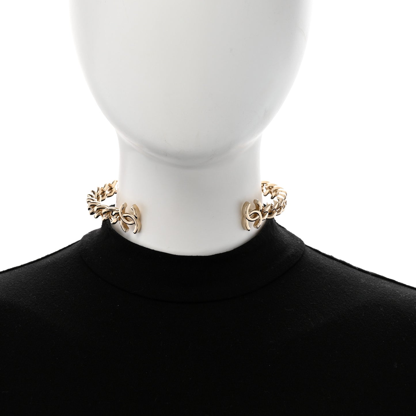 Metal CC Chain Link Choker Necklace S Gold