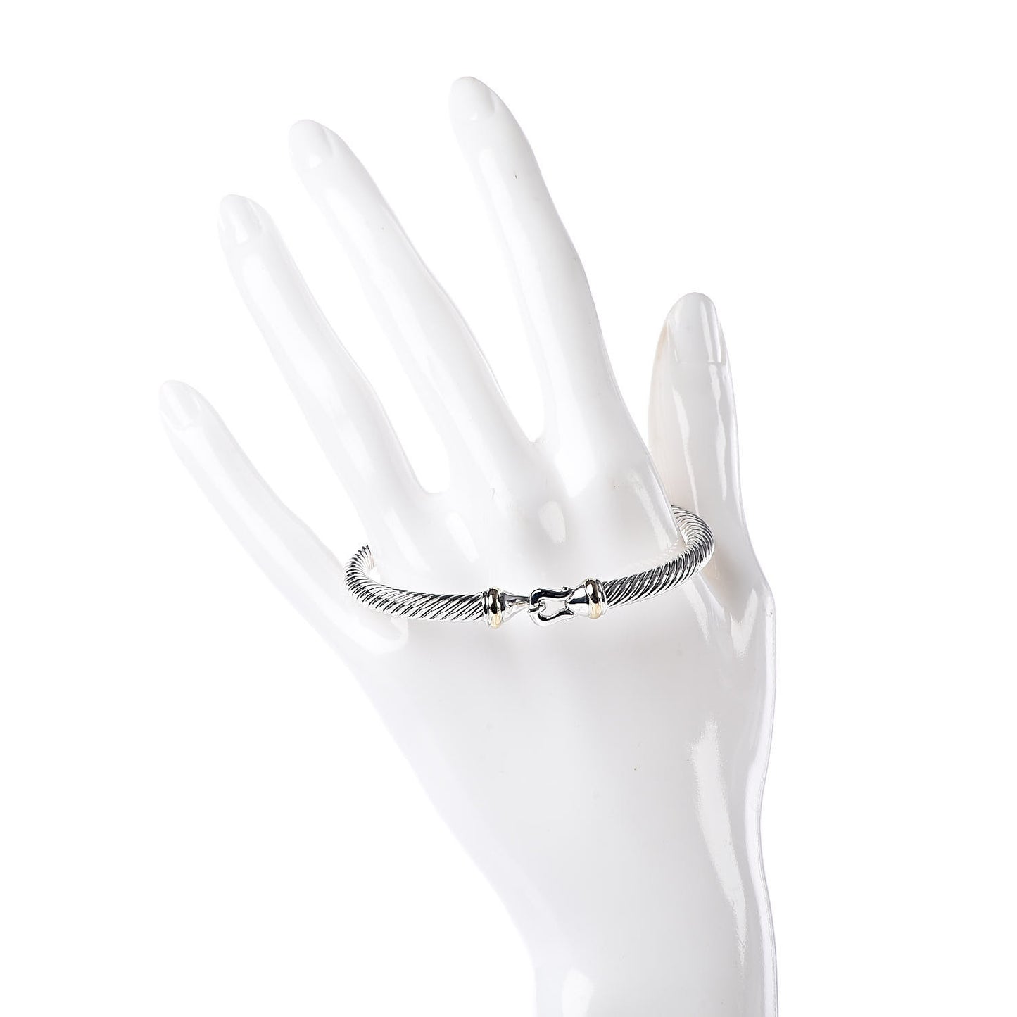 Sterling Silver 18K Yellow Gold 5mm Cable Classic Buckle Bracelet