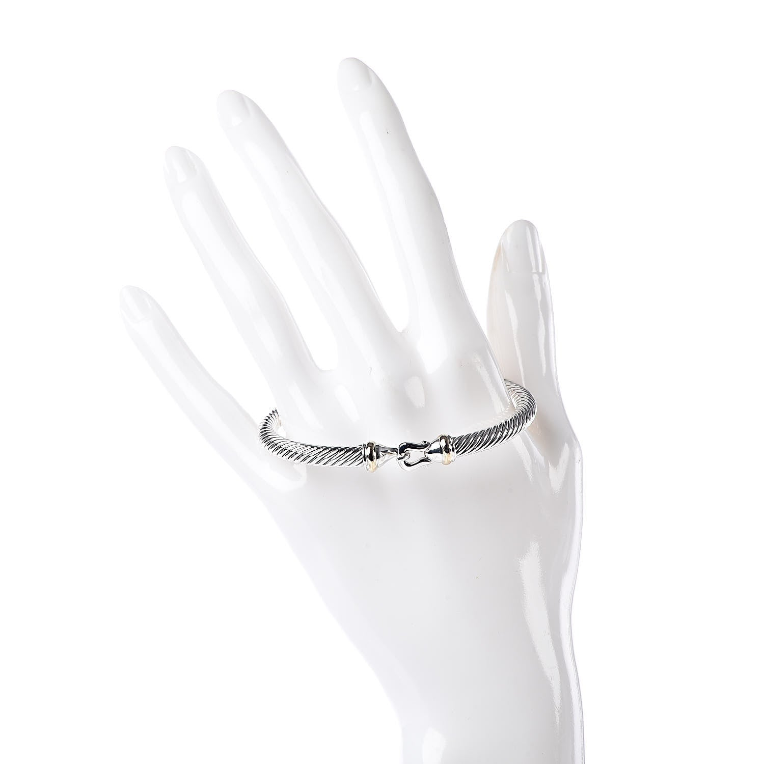 David Yurman Sterling Silver 18K Yellow Gold 5mm Cable Classic Buckle Bracelet 2 of 4