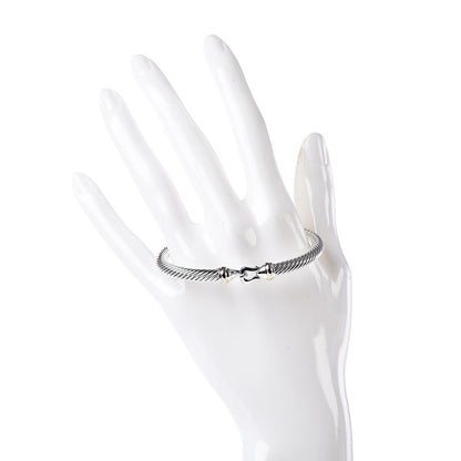 David Yurman Sterling Silver 18K Yellow Gold 5mm Cable Classic Buckle Bracelet 2 of 4