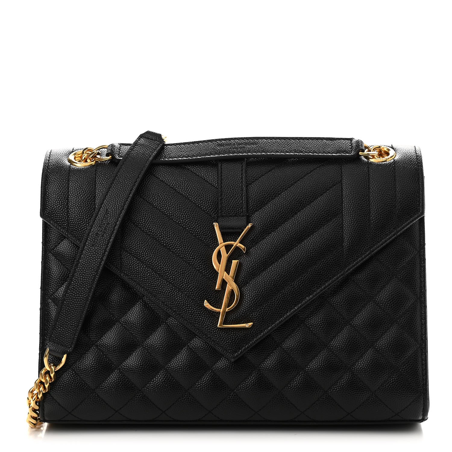 Saint Laurent Grain De Poudre Textured Mixed Matelasse Triquilt Medium Monogram Satchel Black 1 of 10
