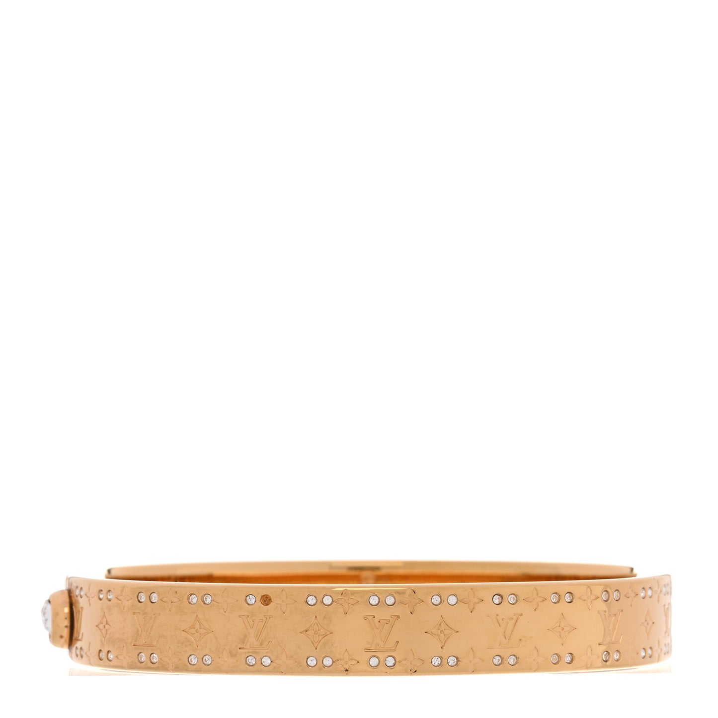 Brass Crystal Monogram Nanogram Strass Cuff M Gold