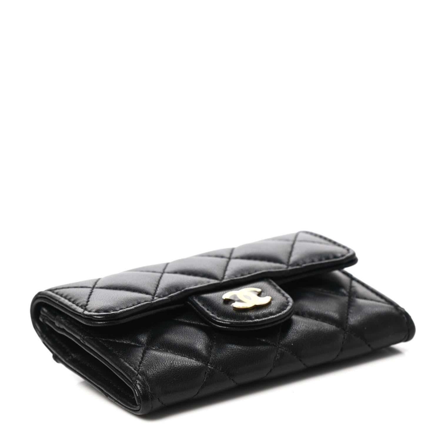 Chanel Lambskin Quilted Flap Card Holder Wallet Black 4 of 8