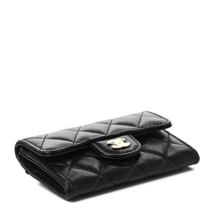 Chanel Lambskin Quilted Flap Card Holder Wallet Black 4 of 8