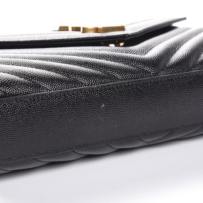 Saint Laurent Grain De Poudre Matelasse Chevron Medium Monogram Satchel Black 8 of 9