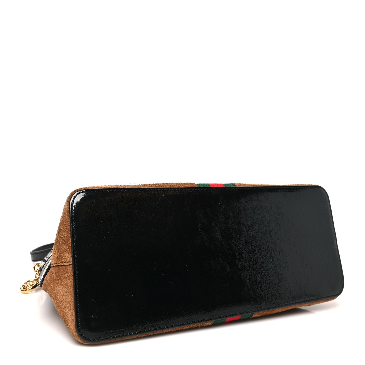 Suede Patent Web Medium Ophidia Top Handle Dome Bag Nocciola Black