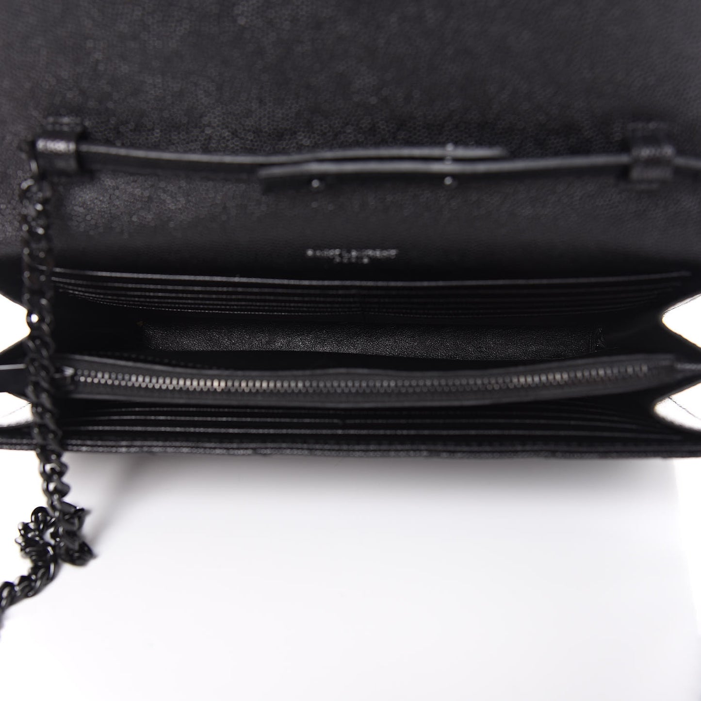 Grain De Poudre Matelasse Chevron Monogram Chain Wallet Black