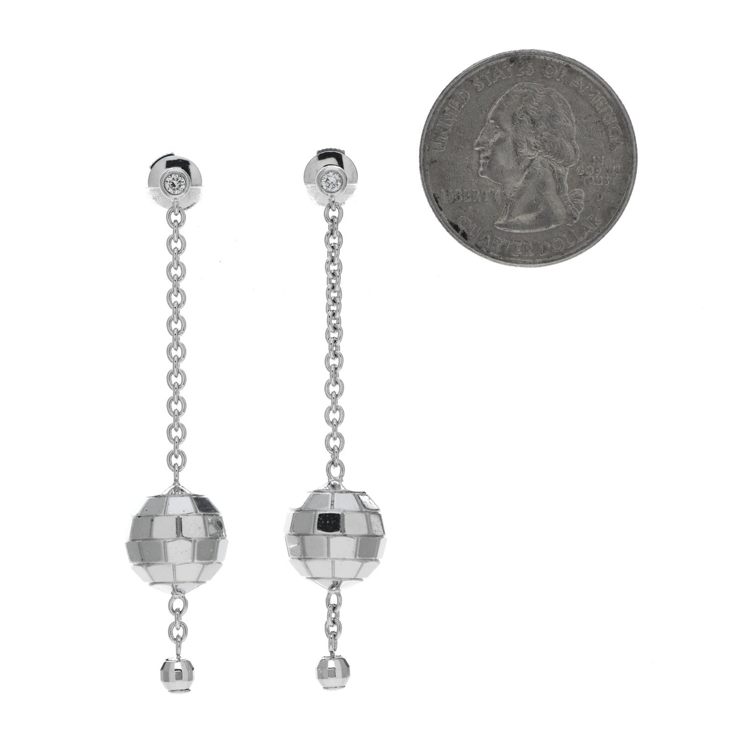 18K White Gold Diamond Disco Drop Earrings