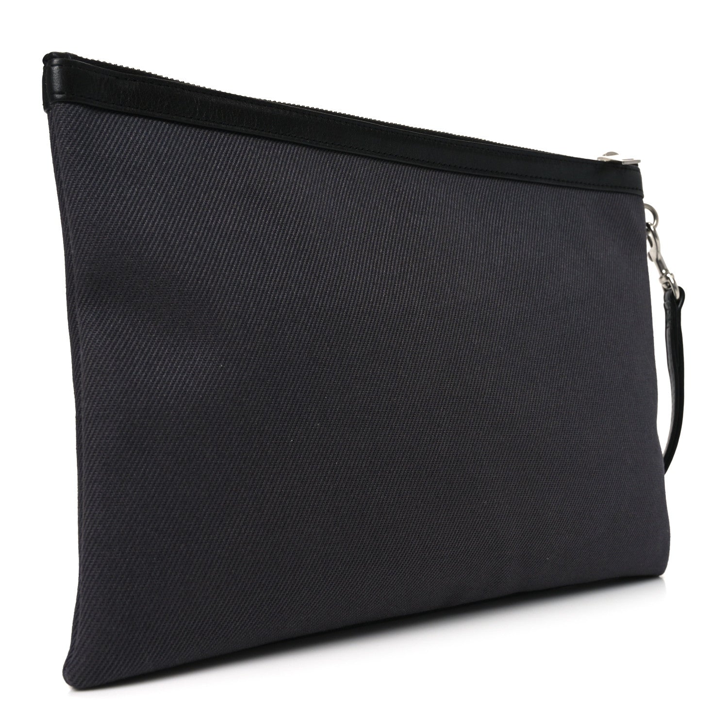 Saint Laurent Linen Canvas Rive Gauche Zipped Pouch Black 3 of 10