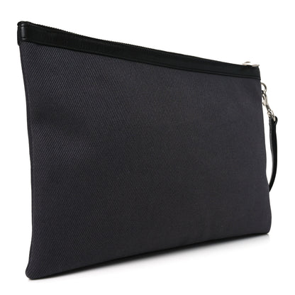 Saint Laurent Linen Canvas Rive Gauche Zipped Pouch Black 3 of 10
