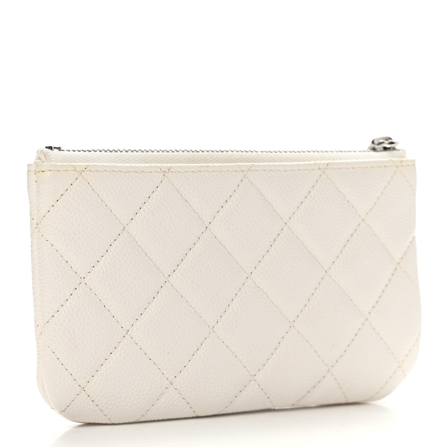 Caviar Quilted Small Cosmetic Case White