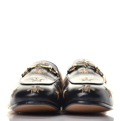 Gucci Goatskin Fur Bee Star Embroidered Womens Princetown Slippers 35.5 Black 2 of 8
