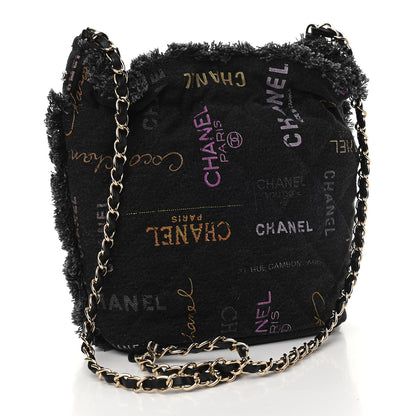 Chanel Denim Quilted Mood Bucket With Chain Black Multicolor 3 of 11