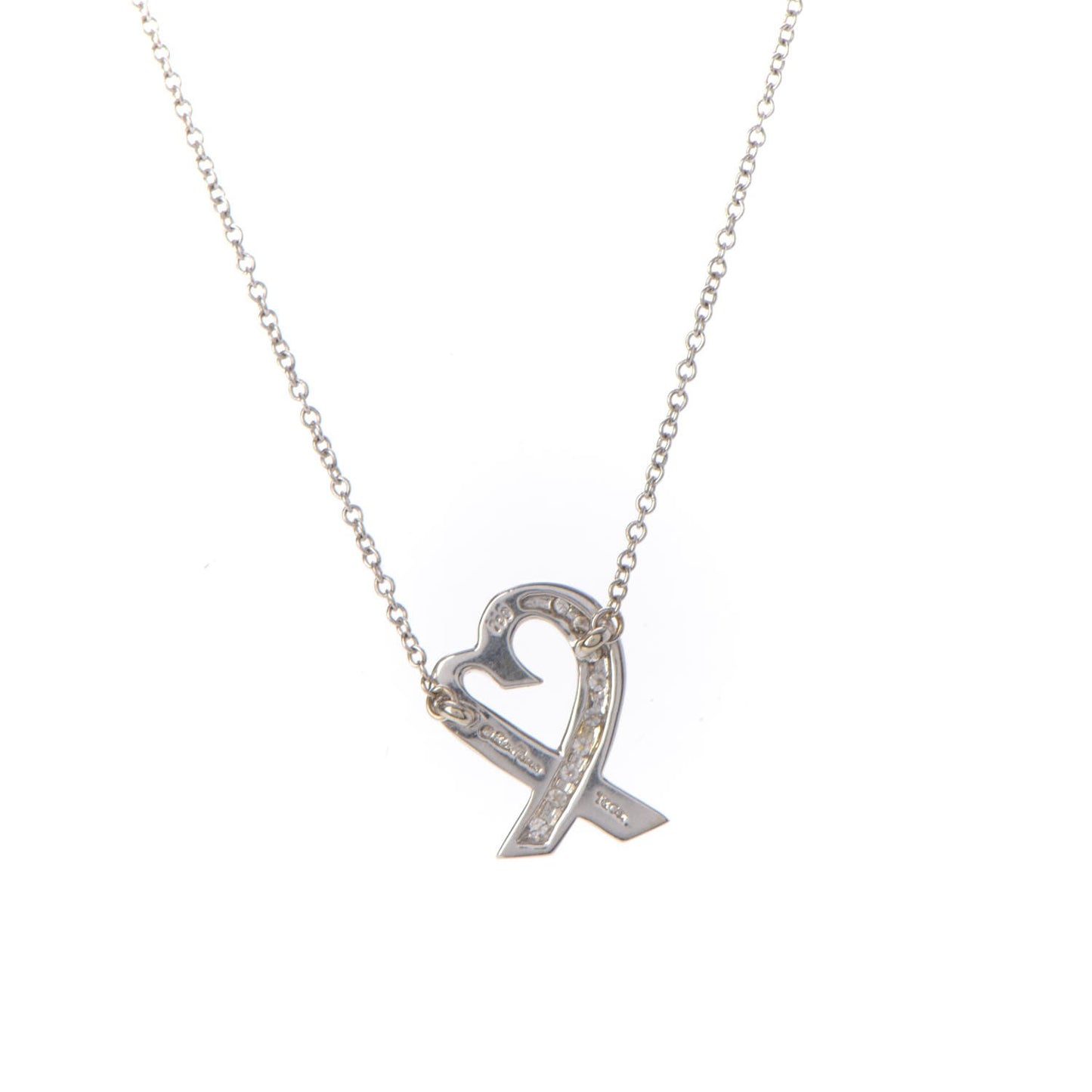 18K White Gold Diamond Small Paloma Picasso Loving Heart Necklace