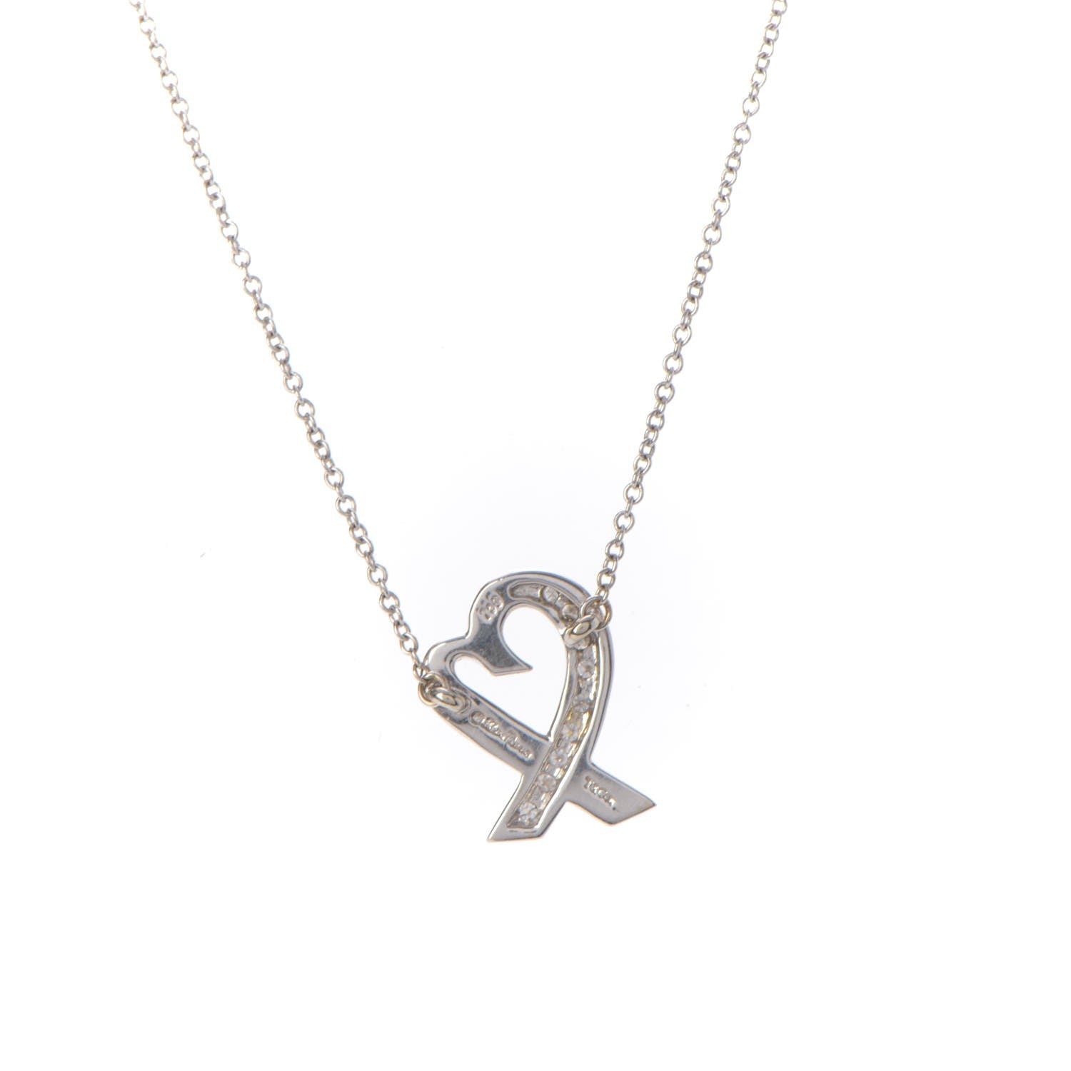 Tiffany 18K White Gold Diamond Small Paloma Picasso Loving Heart Necklace 4 of 6