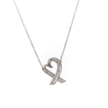 Tiffany 18K White Gold Diamond Small Paloma Picasso Loving Heart Necklace 4 of 6