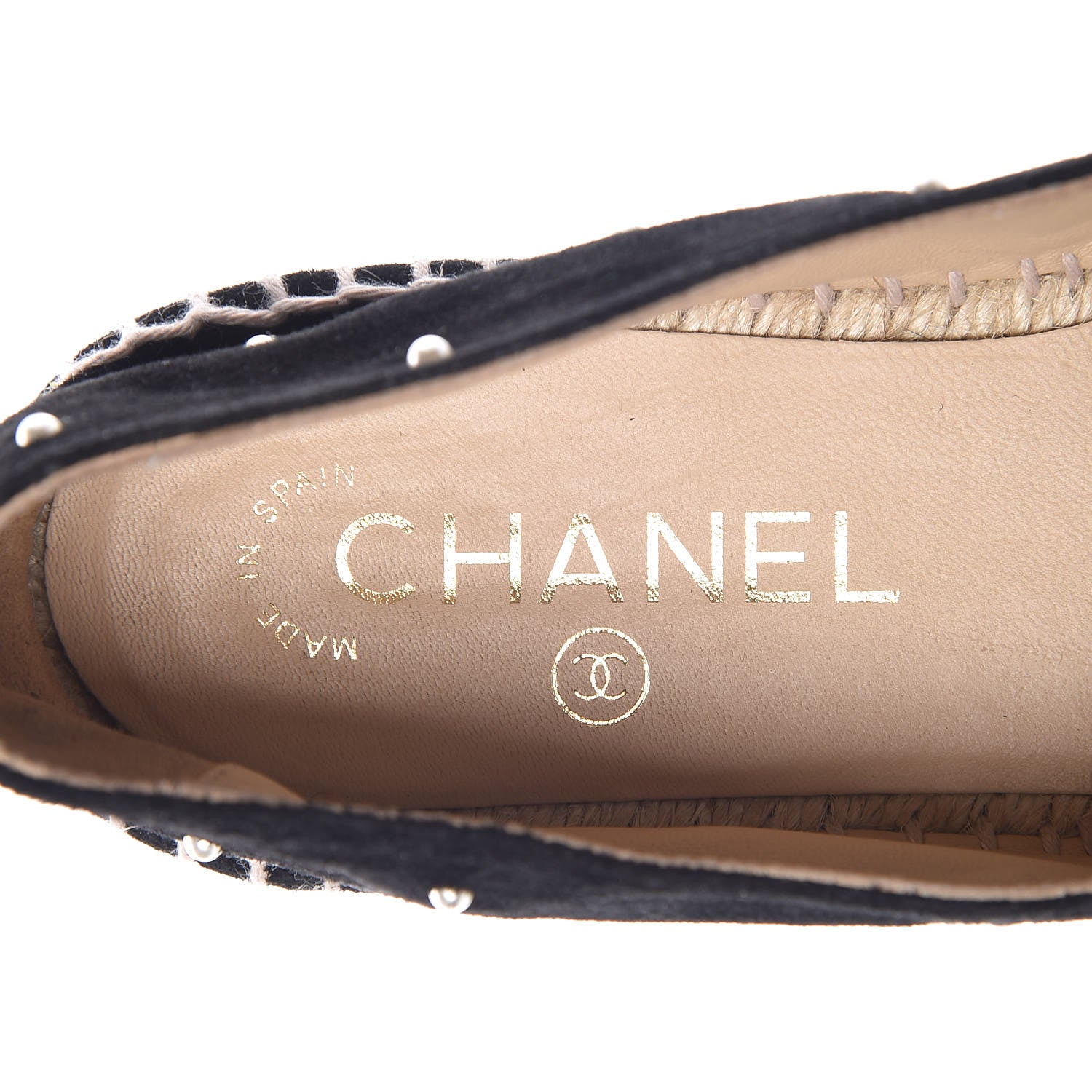 Chanel Suede Pearl CC Espadrilles 37 Black 8 of 10