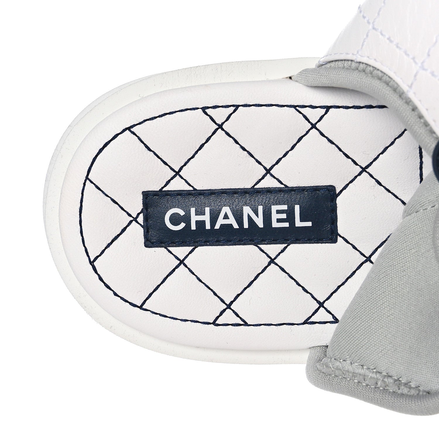 Chanel Goatskin Fabric Gladiator Sandals 40.5 White Light Grey Navy Blue 9 of 9