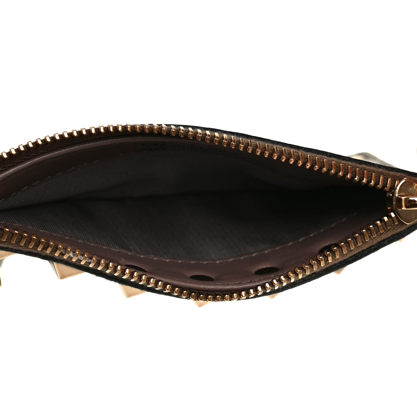Pebbled Calfskin Rockstud Coin Case Card Holder Sasso