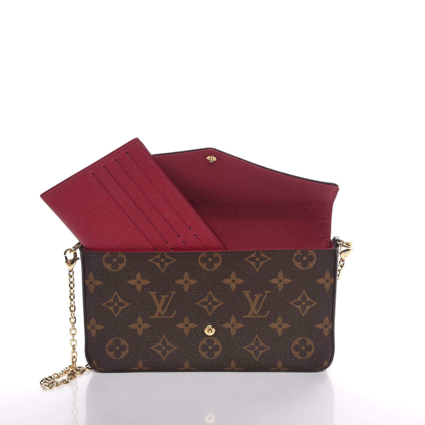 Monogram Pochette Felicie Chain Wallet Fuchsia
