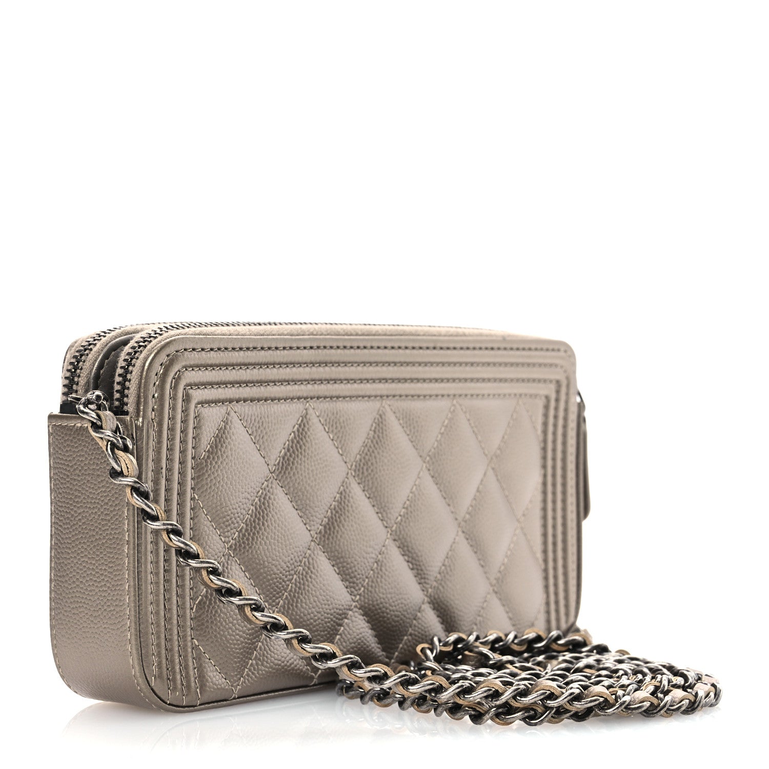 Chanel Metallic Caviar Quilted Small Boy Clutch With Chain Copper 2 of 17