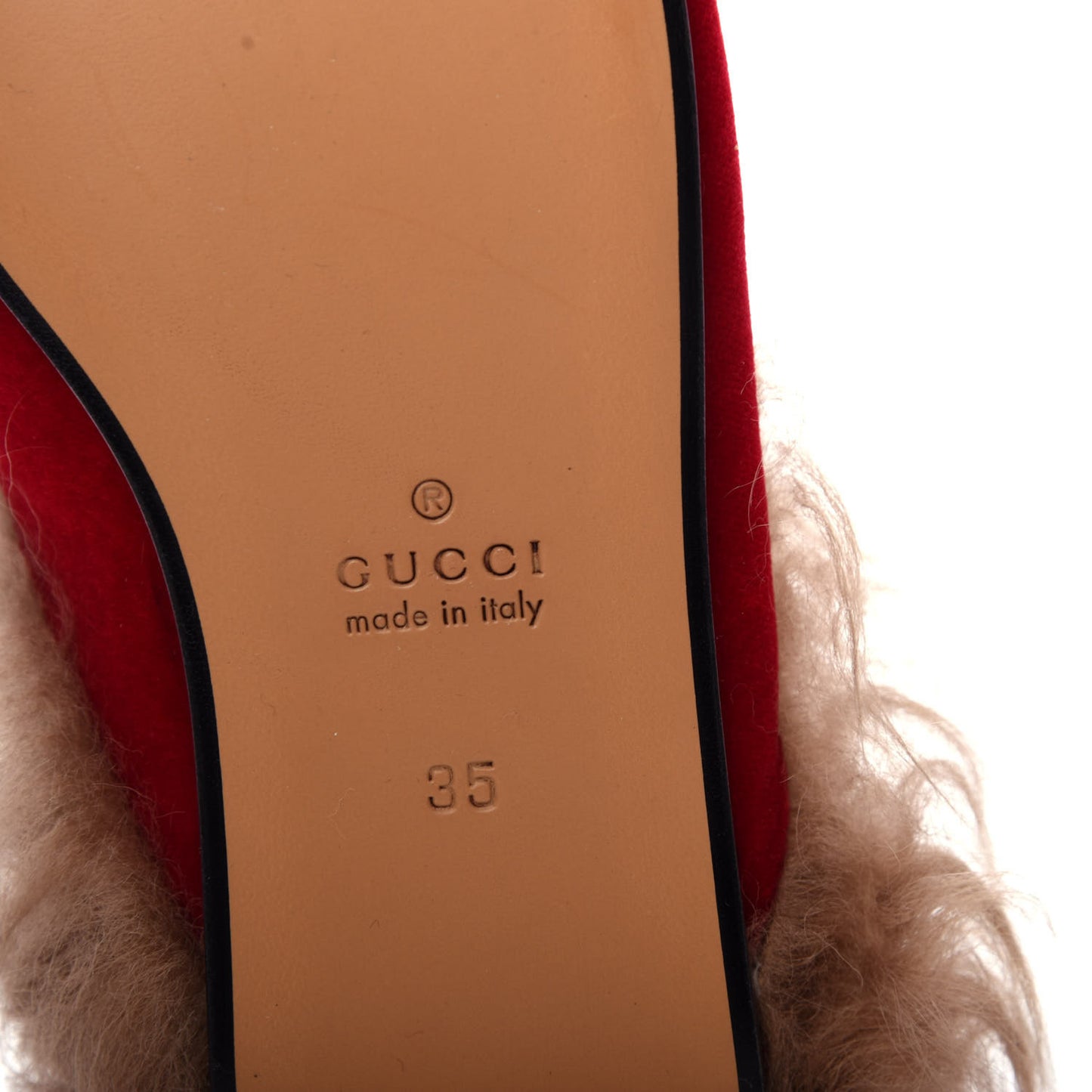 Velvet Fur Womens Princetown Slippers 35 Hibiscus Red