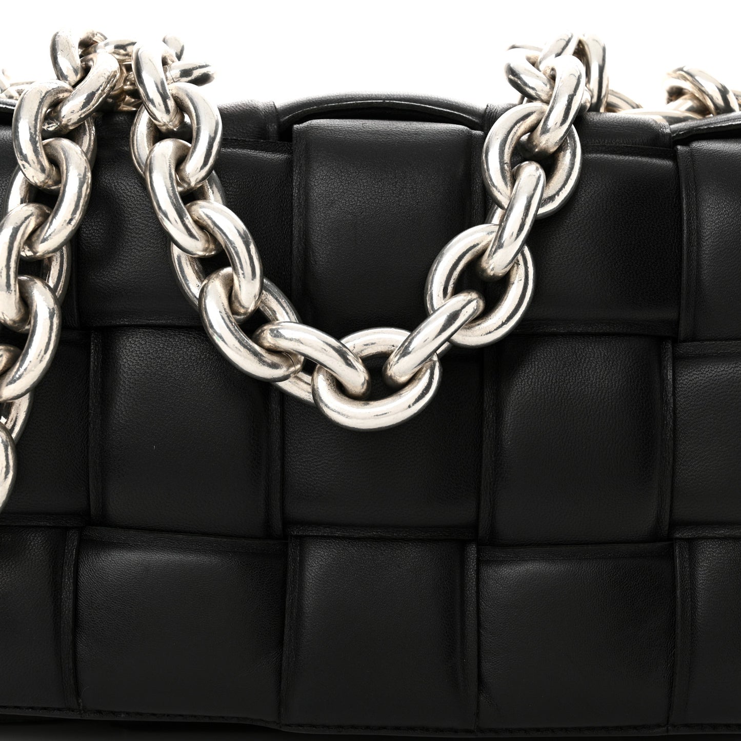 Lambskin Maxi Intreccio Padded Chain Cassette Crossbody Bag Black