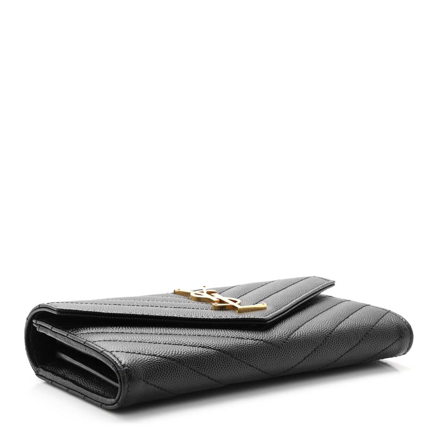 Grain De Poudre Matelasse Chevron Monogram Flap Wallet Black