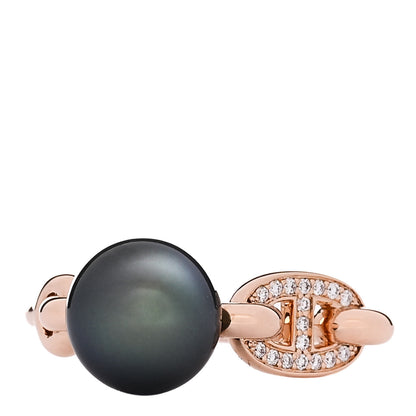Hermes 18K Rose Gold Diamond Tahitian Pearl Albertine Ring 48 4.5 1 of 7