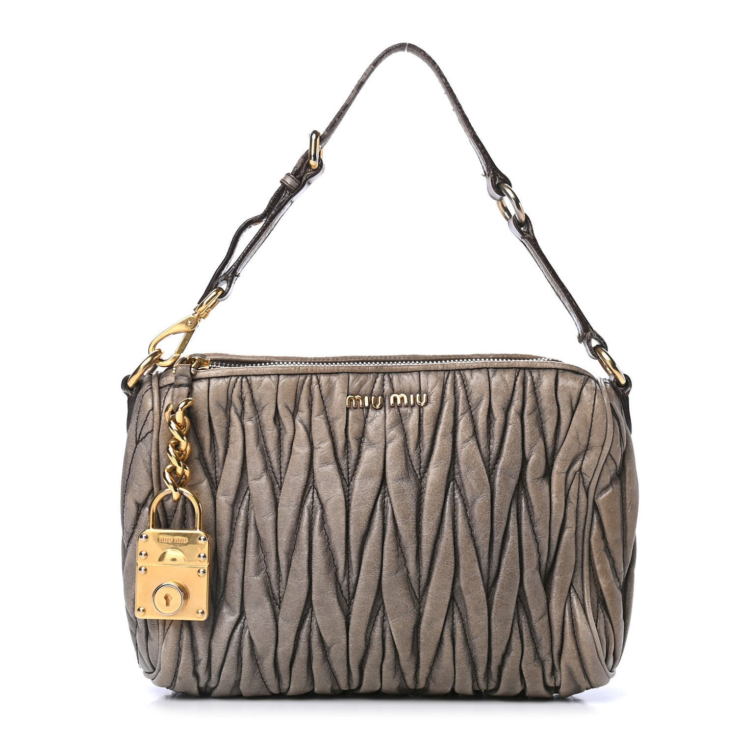 Leather Matelasse Lux Shoulder Bag Argilla