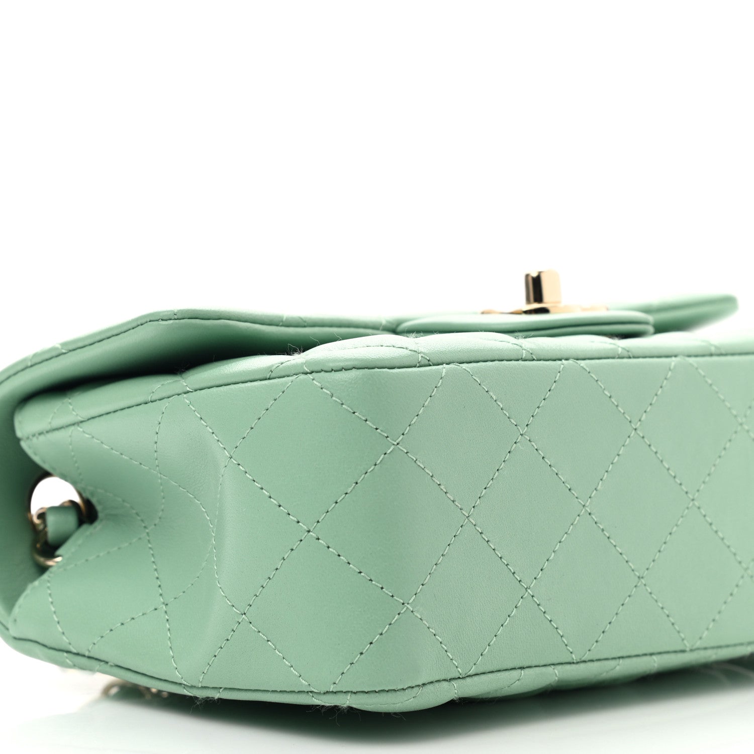Chanel Lambskin Quilted Mini Rectangular Flap Light Green 9 of 11