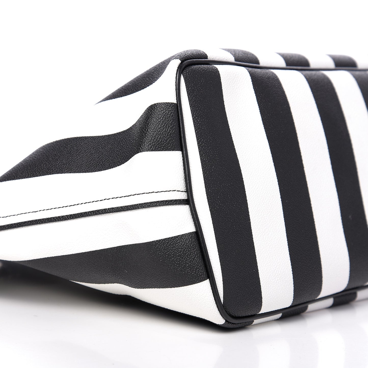 Coated Canvas Striped Large Antigona Tote Black White
