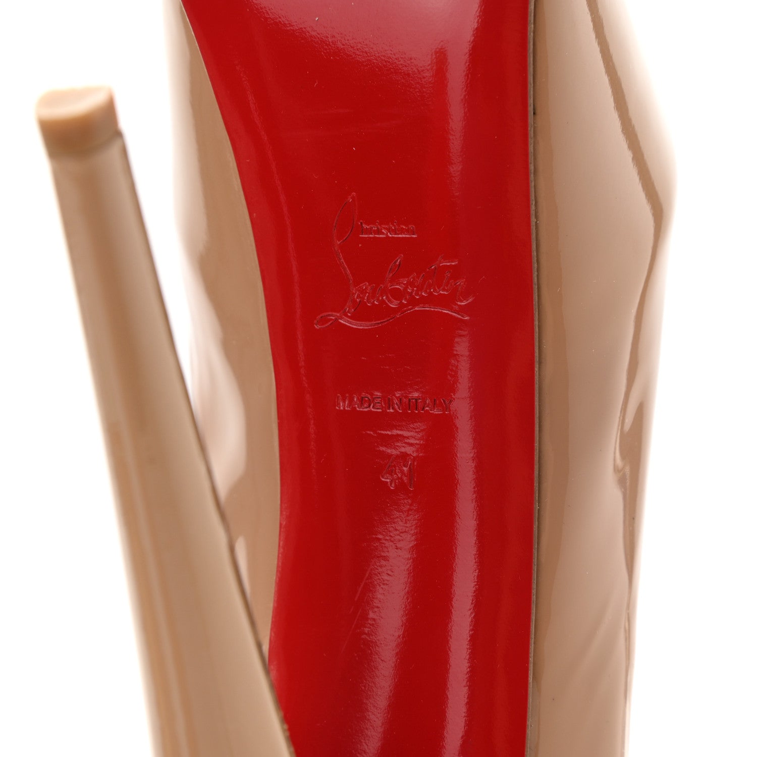 Christian Louboutin Patent Daffodile Peep Toe 160 Pumps 41 Nude 6 of 10