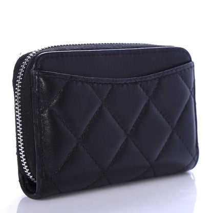 Chanel Lambskin Quilted Zip Coin Purse Black 3 of 8