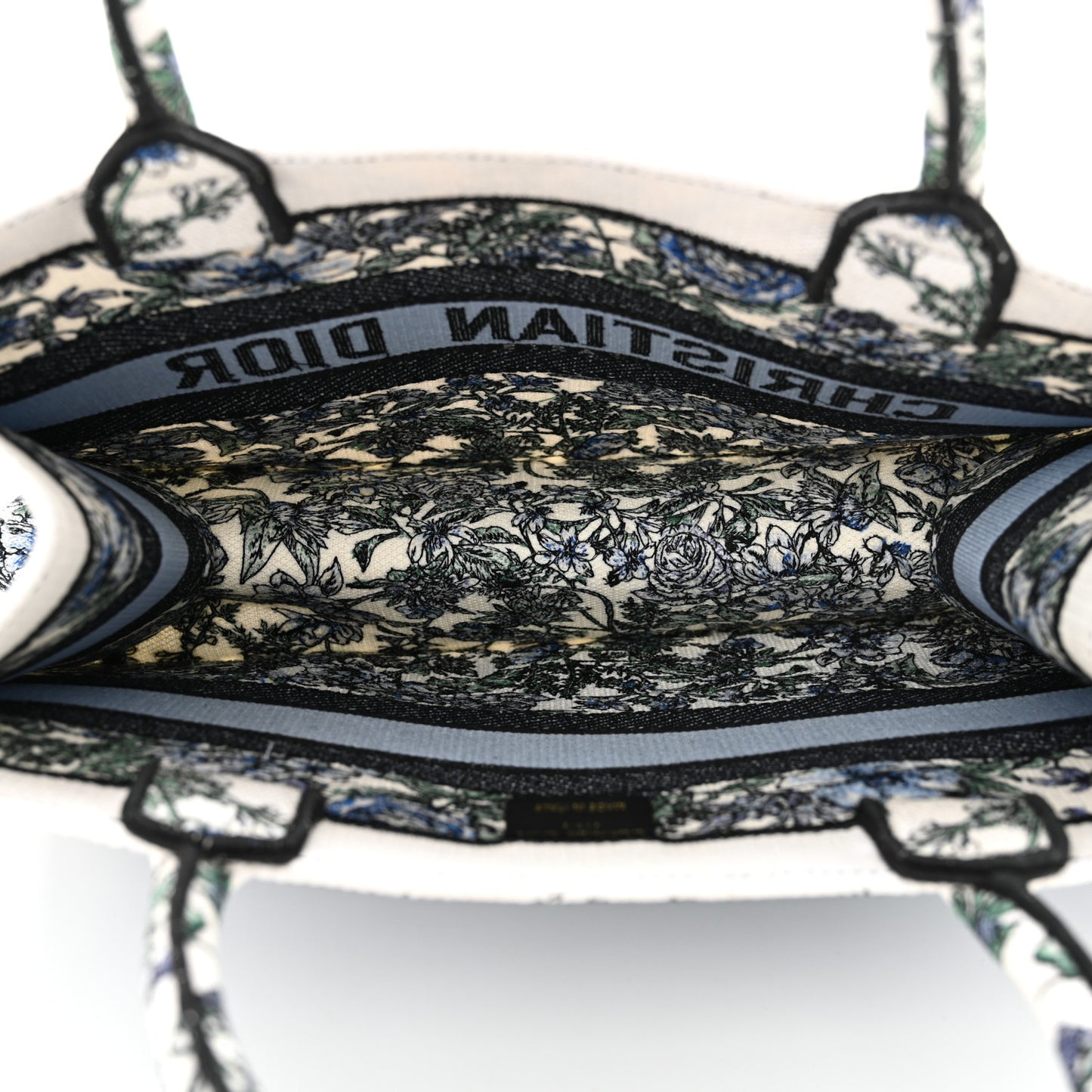 Canvas Embroidered Medium Flowers Book Tote Blue