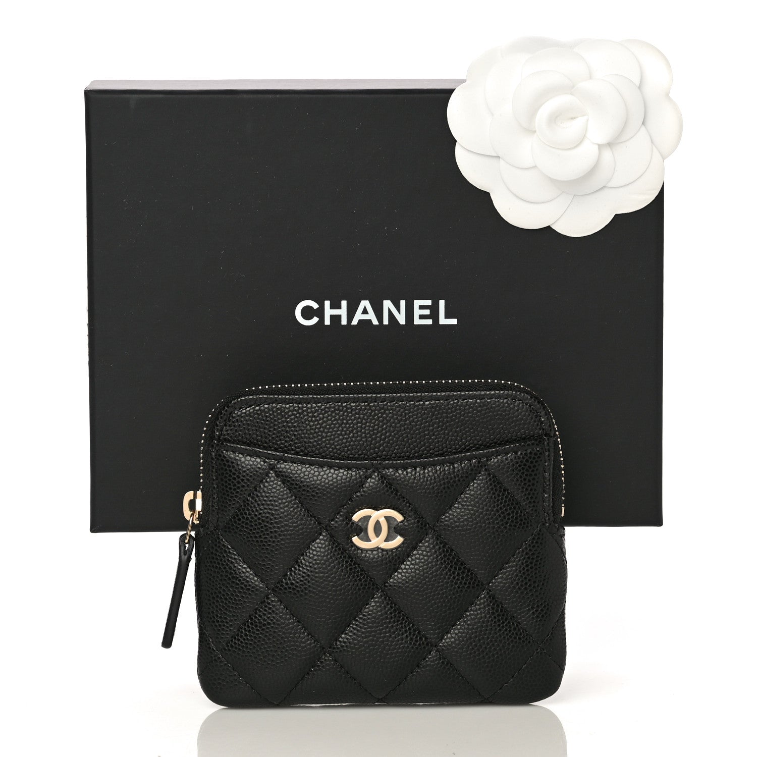 Chanel Caviar Quilted Zip Card Holder Wallet Black 11 of 11