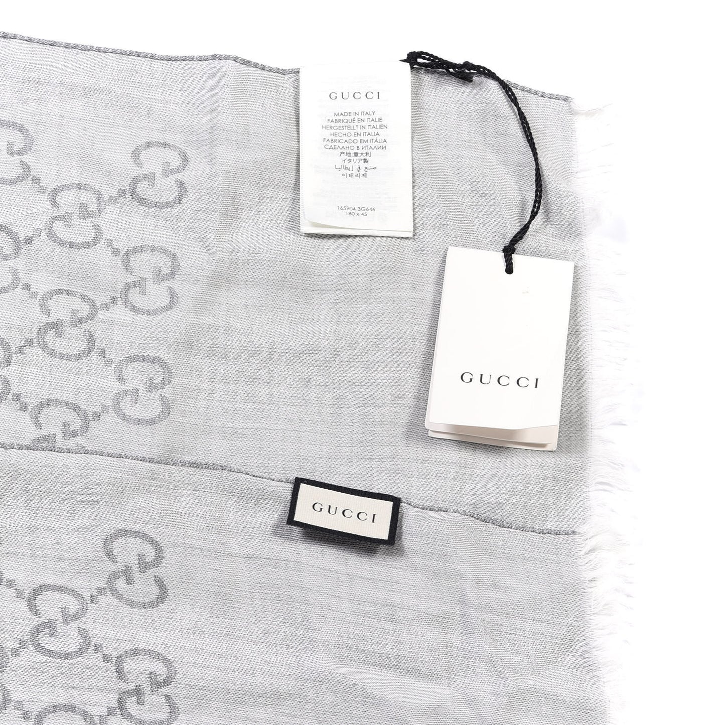 Wool Silk GG Monogram GGNat Scarf Lead