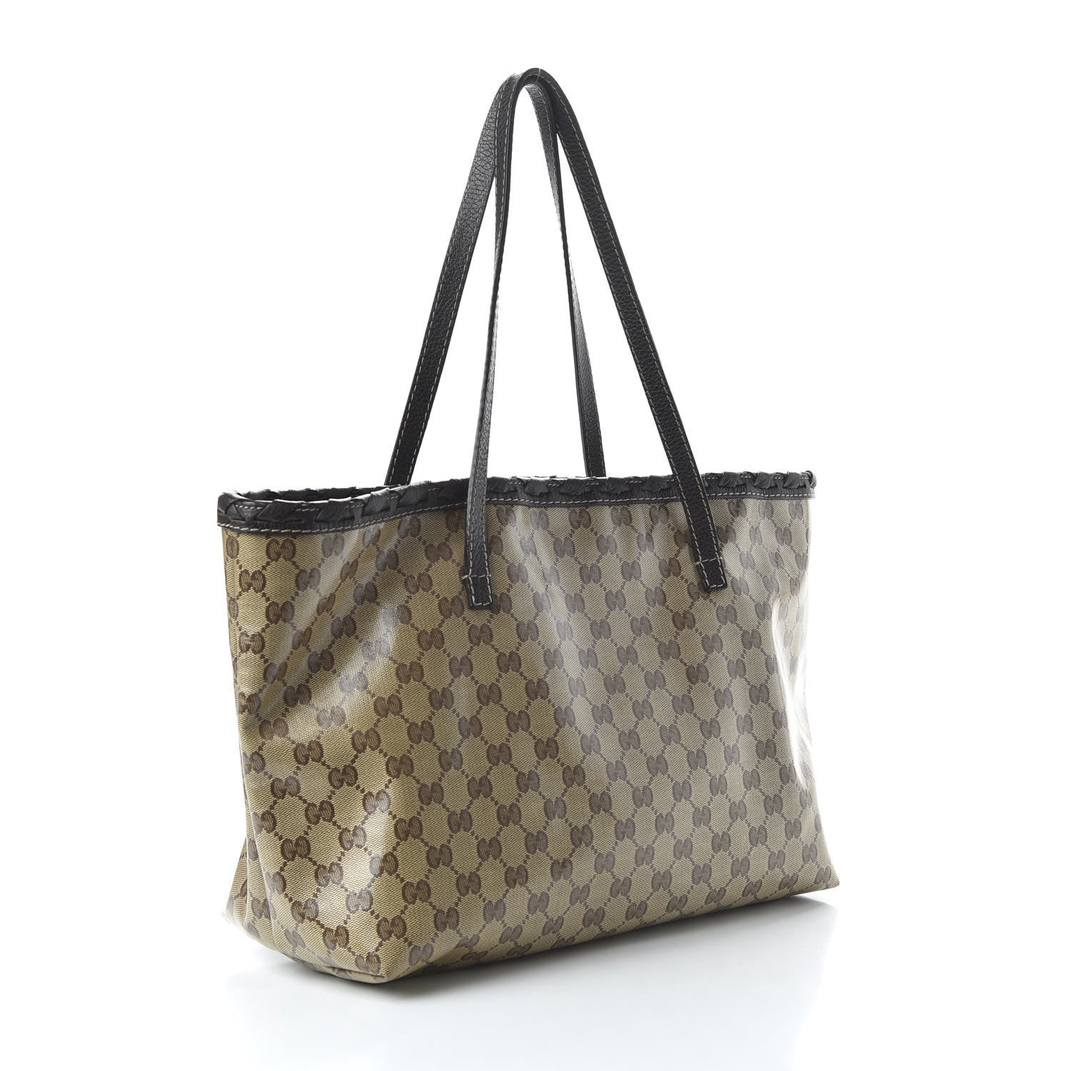 Gucci Crystal Monogram Peggy Braided Tote Dark Brown 3 of 10