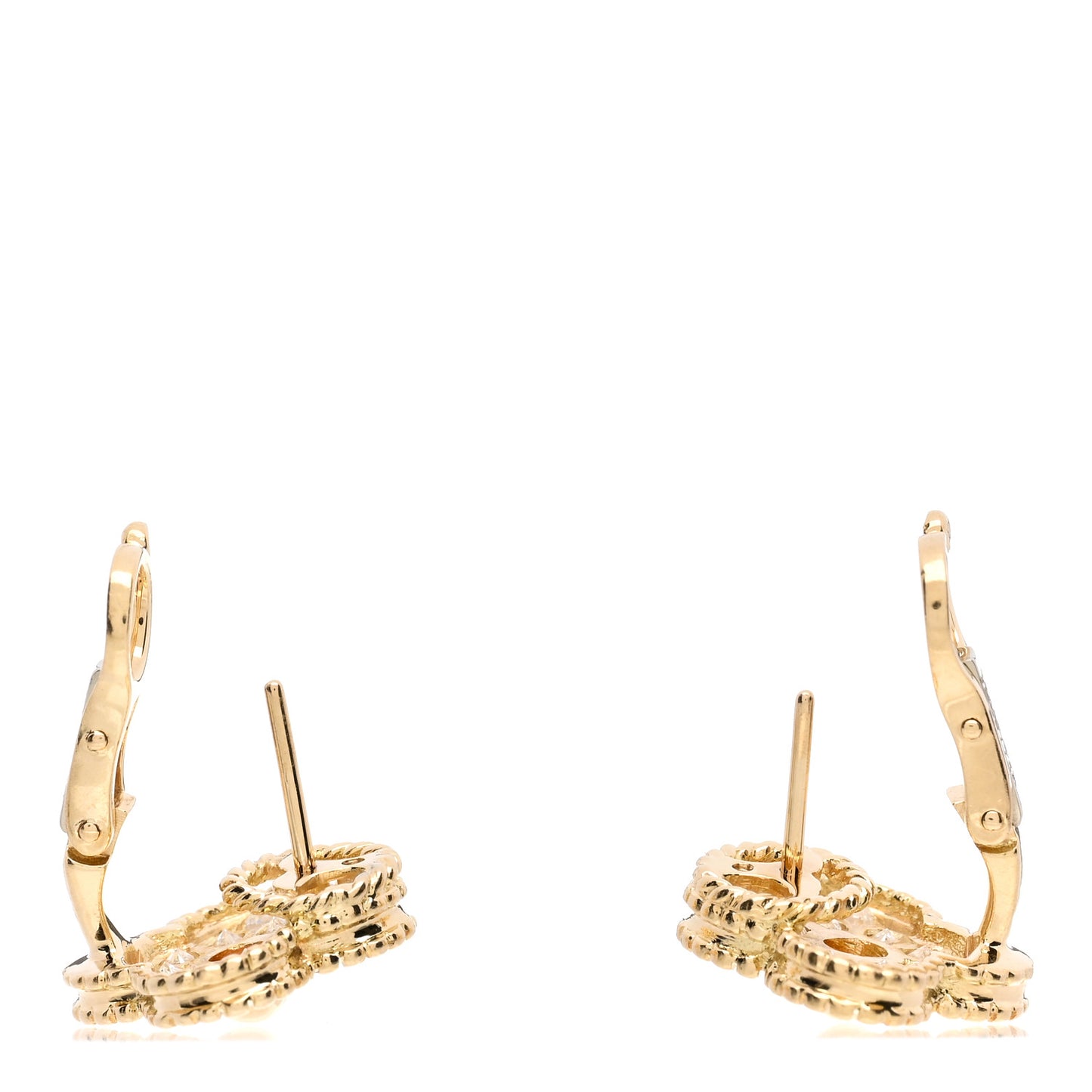 18K Yellow Gold Diamond Vintage Alhambra Earrings