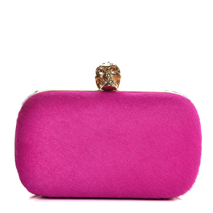 Alexander McQueen Calf Hair Skull Box Clutch Bright Pink 1 of 7