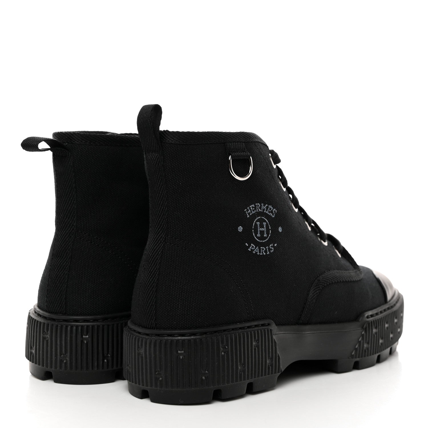Hermes Canvas Calfskin Itineraire Ankle Boot 37 Black 4 of 7