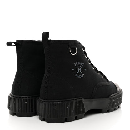 Hermes Canvas Calfskin Itineraire Ankle Boot 37 Black 4 of 7