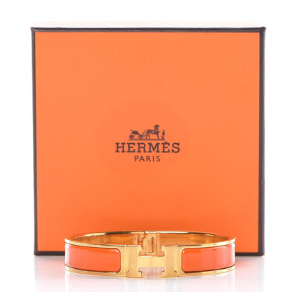 Hermes Enamel Narrow Clic Clac H Bracelet GM Orange 6 of 6