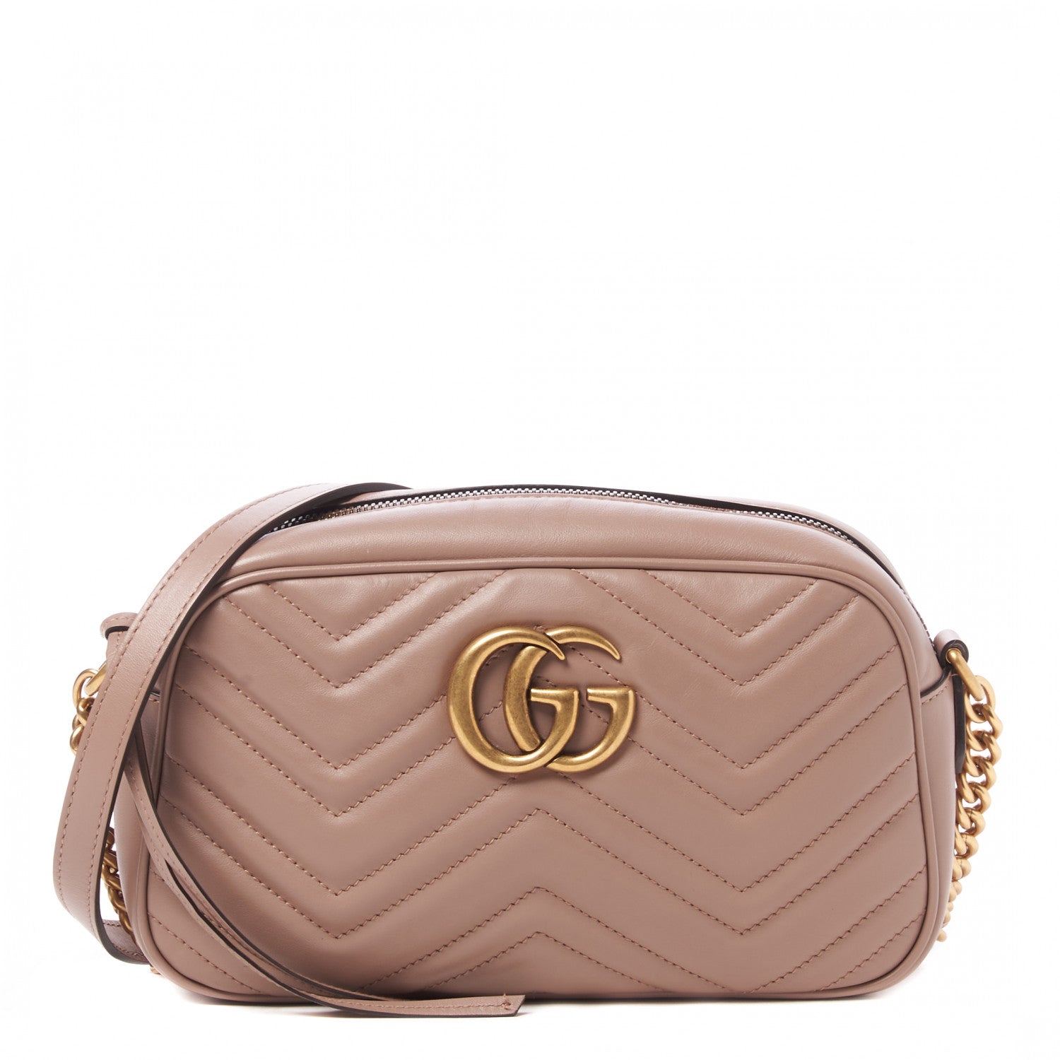 Gucci Calfskin Matelasse Small GG Marmont Chain Shoulder Bag Perfect Pink 1 of 9